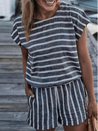 Stunncal Striped Short Romper