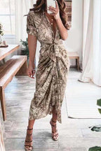 Stunncal Print Button Down Style  Dress